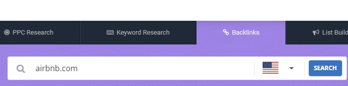 Tab showing a search bar on Spyfu for airbnb.com in order to find their competitor's affiliates